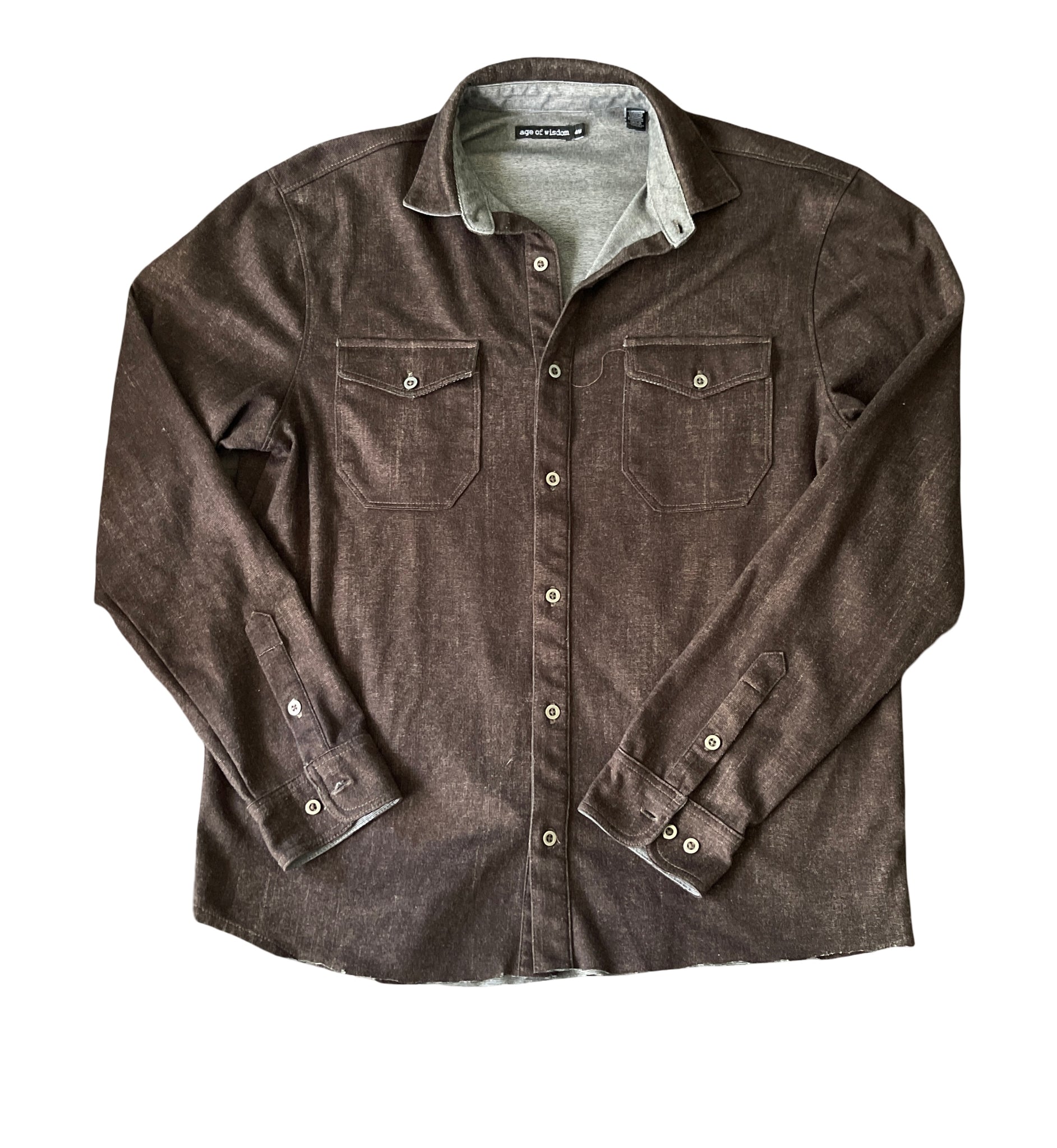 (M) Age of Wisdom Brown Button Down