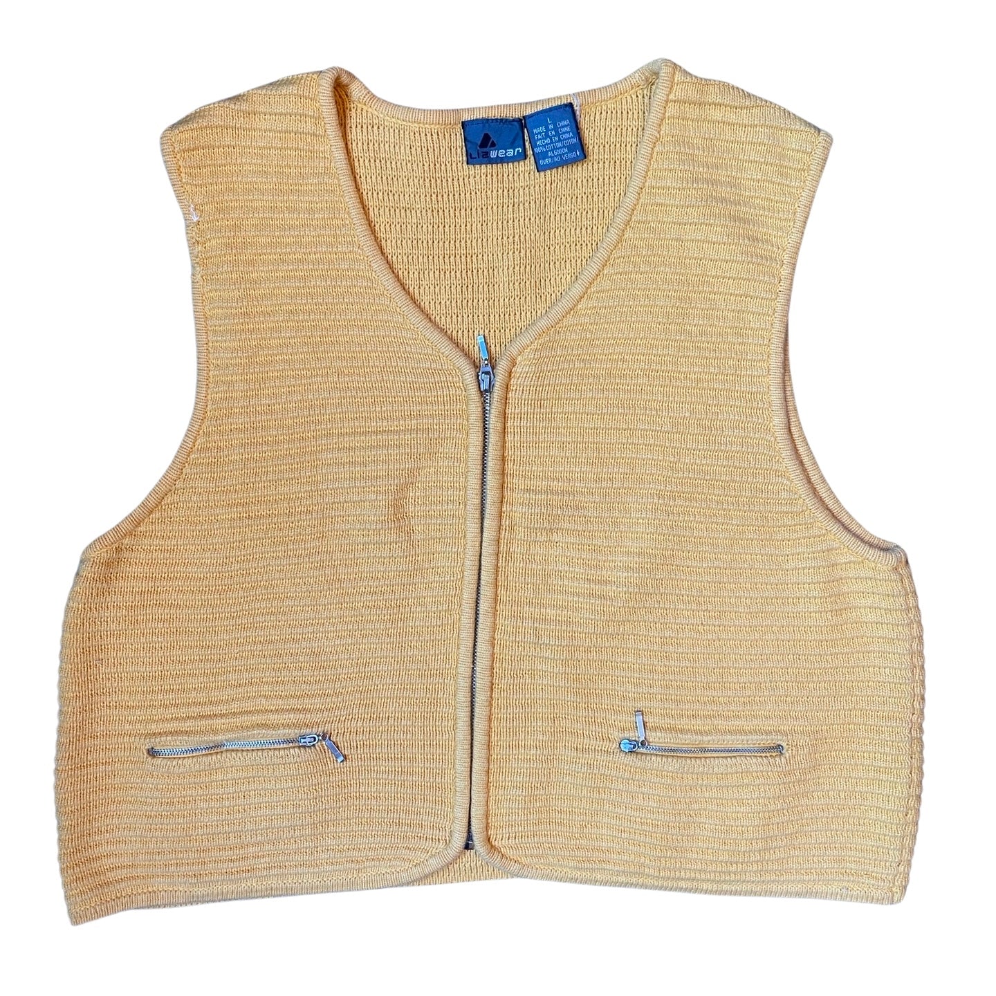 (L) Yellow Zip Sweater Vest