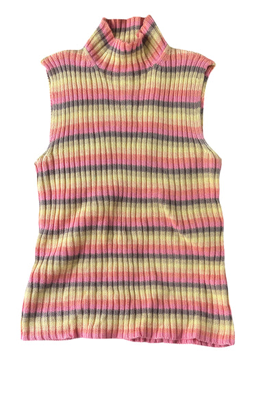 (S) New York n Co Multicolored Knitted turtleneck vest