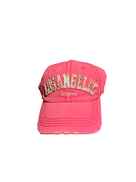 Pink Los Angeles Distressed Trucker