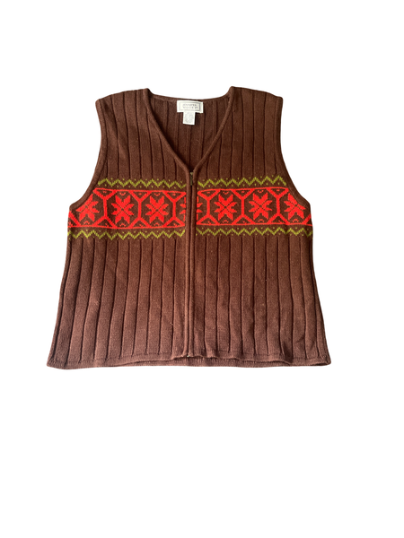(L) Jennifer Moore Brown Vest