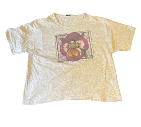 (M)Grey Flower Graphic Tee