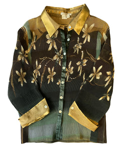 (L) Alberto Malaki Women’s Floral Mesh Button Down