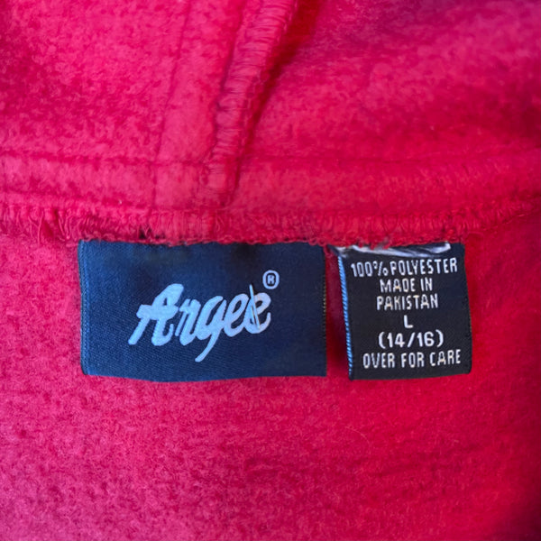(L) Red Fuzzy Zip-Up Hoodie