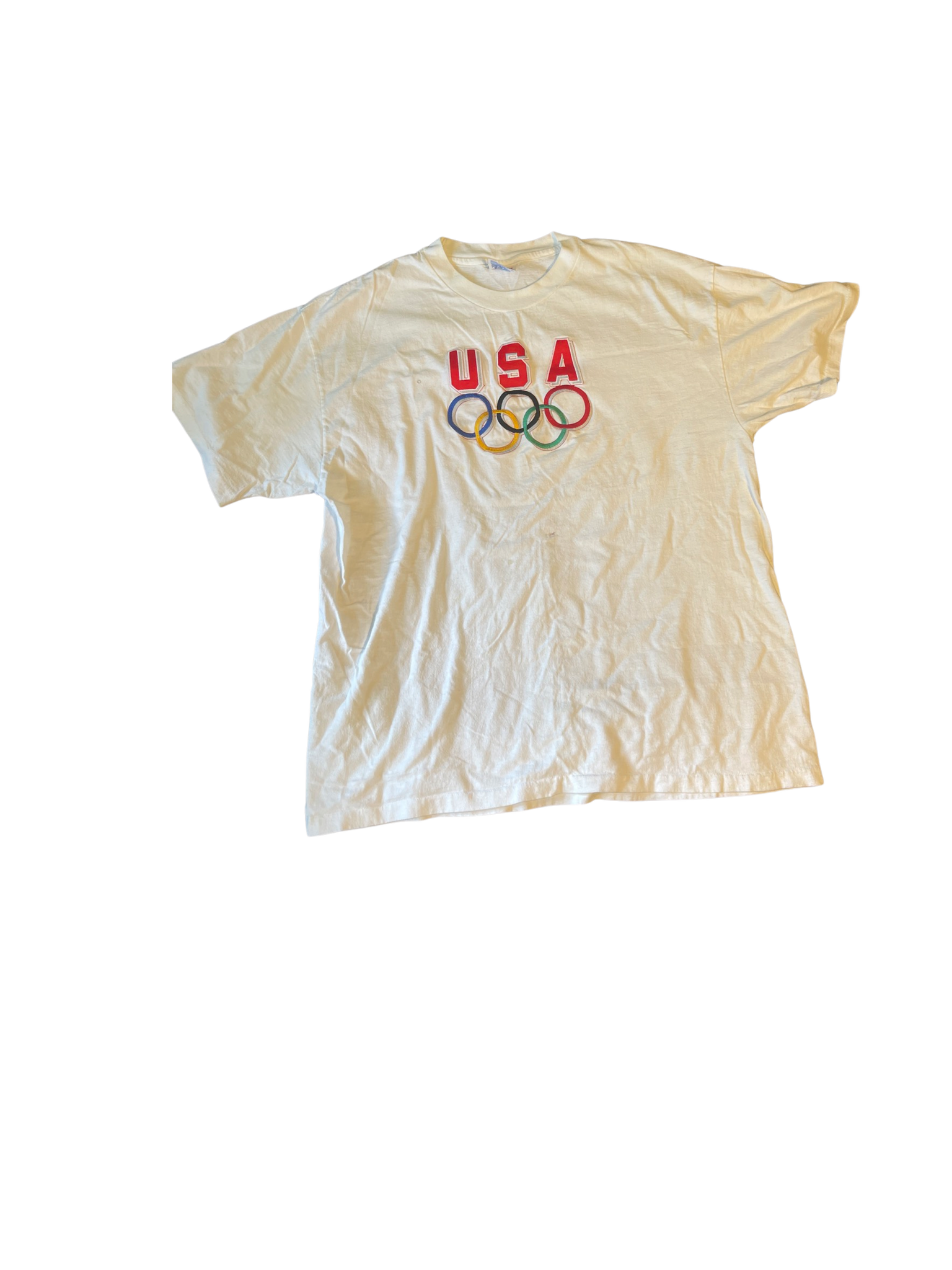 (XL) White USA embroidered Tee