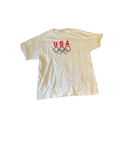 (XL) White USA embroidered Tee