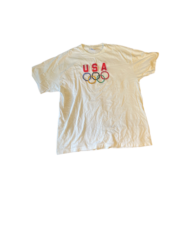 (XL) White USA embroidered Tee
