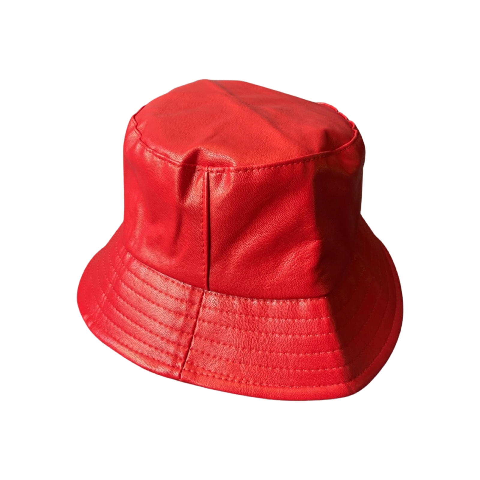 Red Leather Bucket Hat