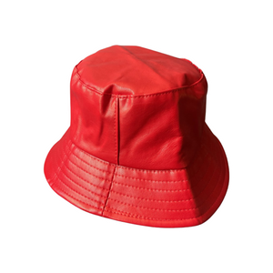 Red Leather Bucket Hat