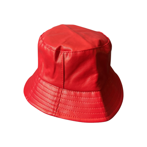 Red Leather Bucket Hat