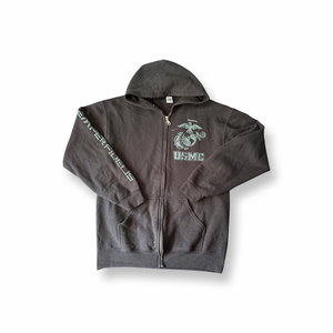 (M) USMC Black Zipup