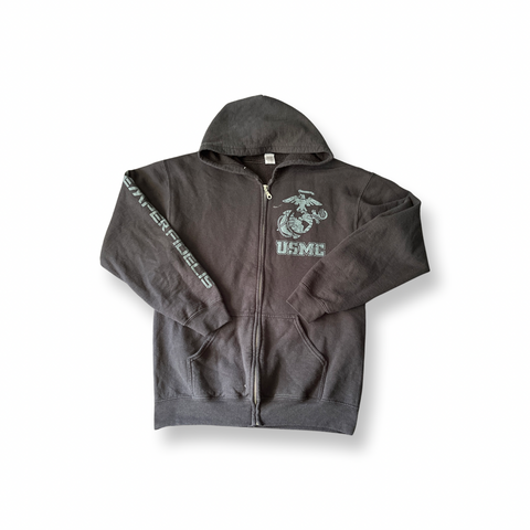 (M) USMC Black Zipup