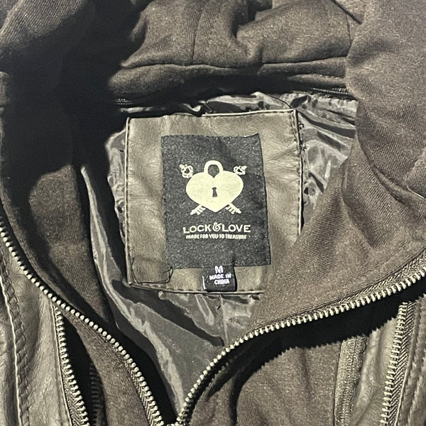 (M)Brown Double Layer Leather Jacket