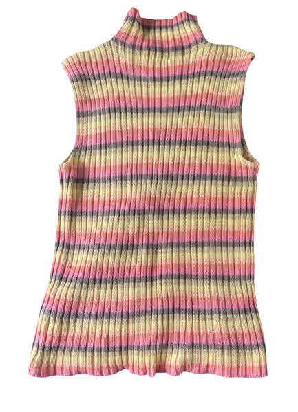 (S) New York n Co Multicolored Knitted turtleneck vest