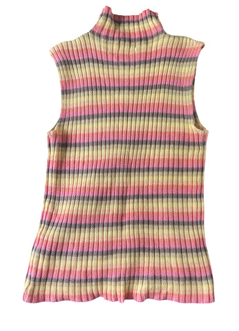 (S) New York n Co Multicolored Knitted turtleneck vest