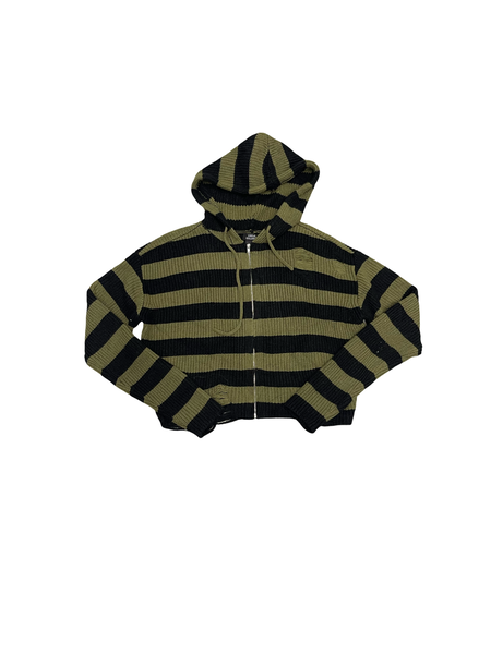 (L) Women’s Green/Black Distressed Zipup