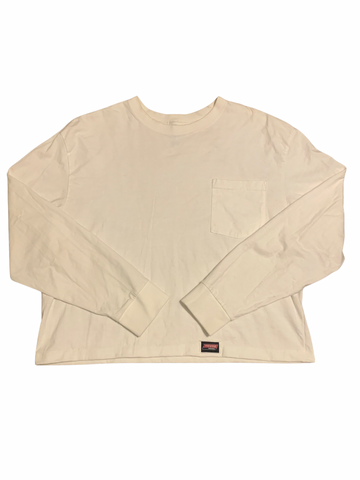 (XL) Cropped Dickies White Long sleeve Crewneck