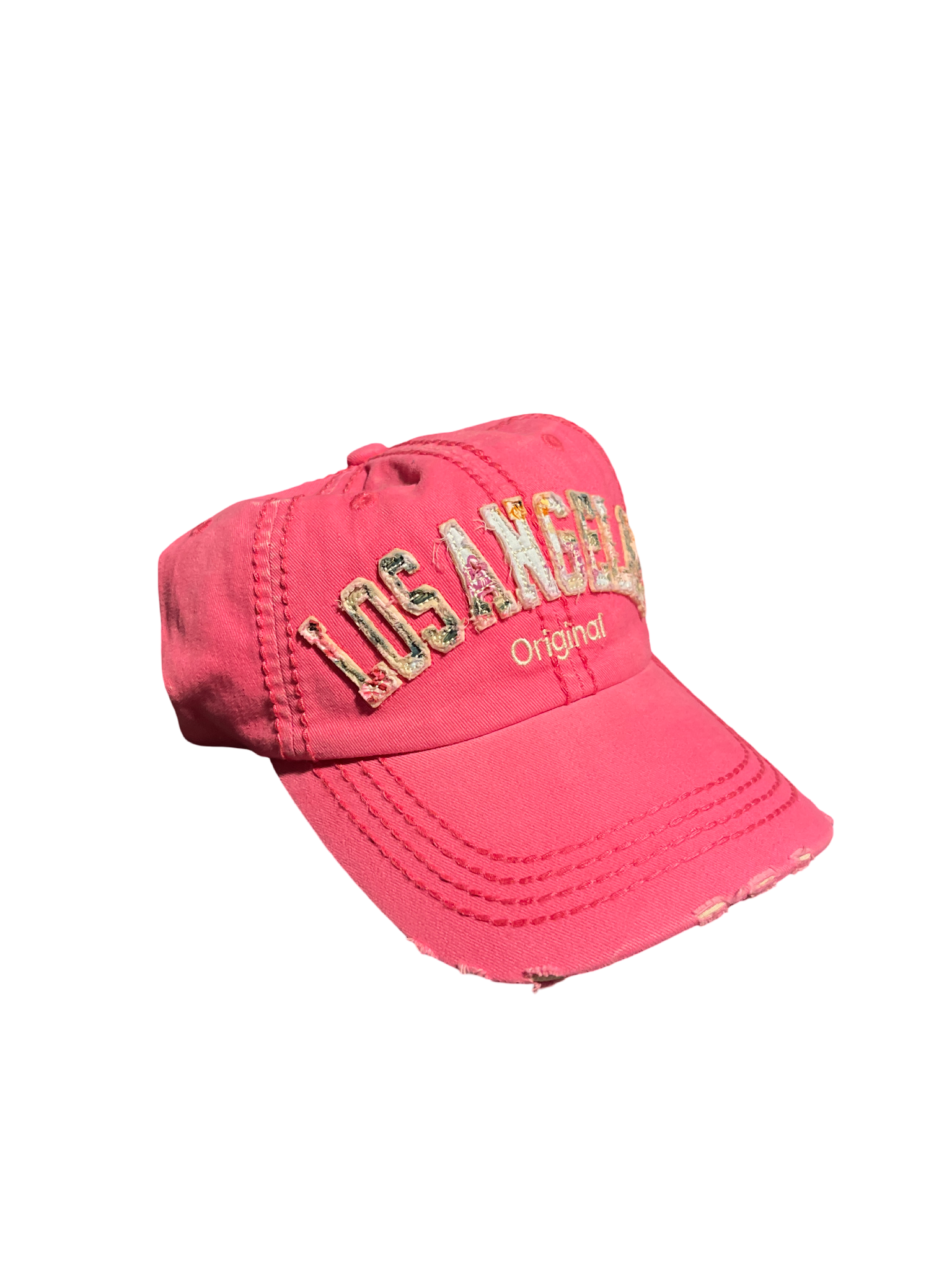 Pink Los Angeles Distressed Trucker