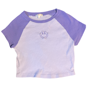 (S) Stella Tweed Two-tone Cropped Smiley Tee