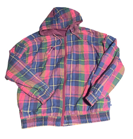 (L) Women’s Purple Plaid Reversible Zipup