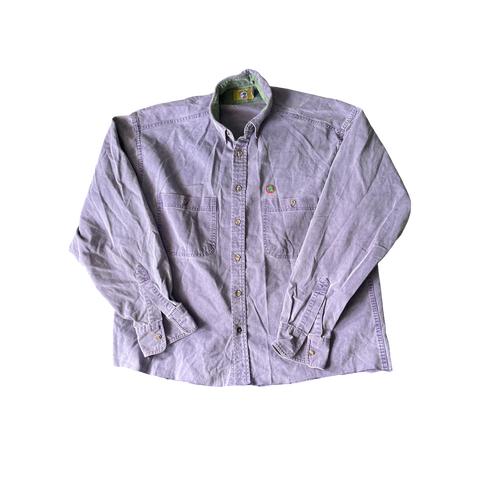 (M) Cropped Lavender Duck Head Flannel
