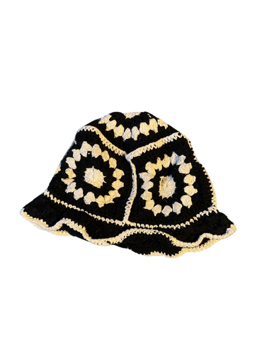 Black Tight Knitted crochet bucket hat