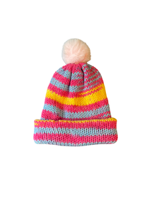Pink/Blue/Yellow Multicolored  Beanie
