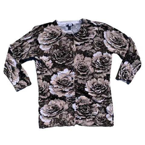 “Monotone Flowers” Cardigan