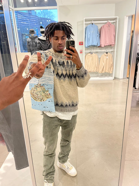 (L) Beige 90s Knitted Sweater