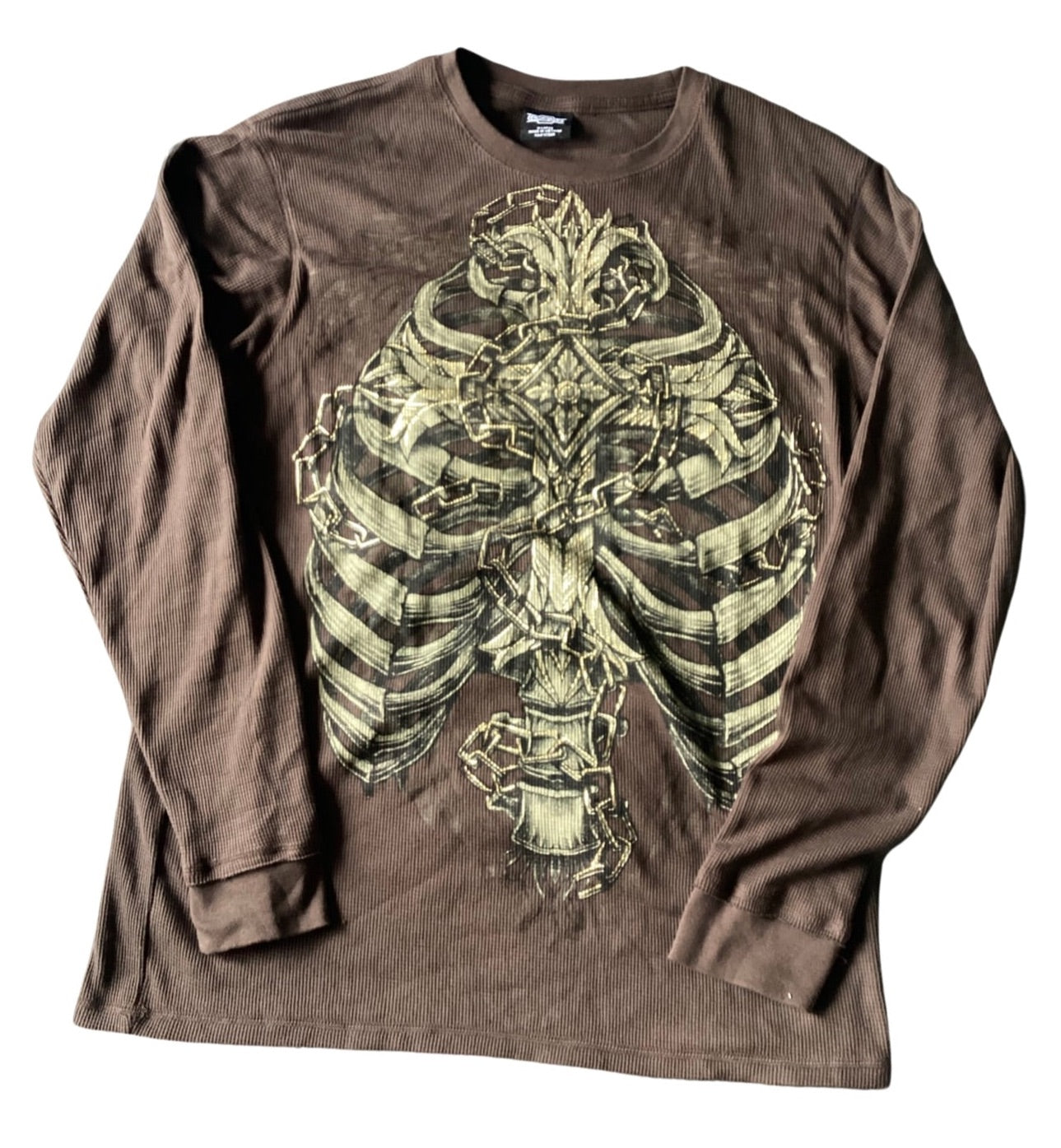 (L) Brown Longsleeve “Skeleton” Graphic Tee