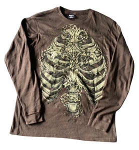 (L) Brown Longsleeve “Skeleton” Graphic Tee