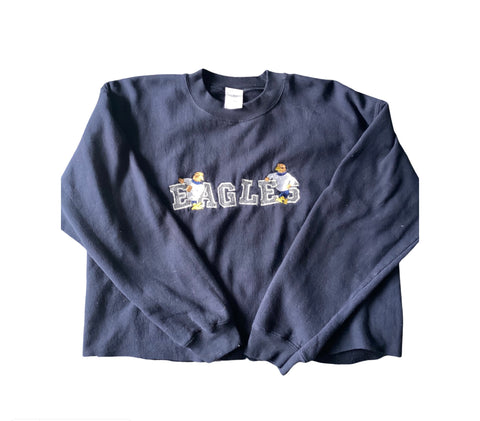 (M) Blue Cropped “Eagles” sweatshirt