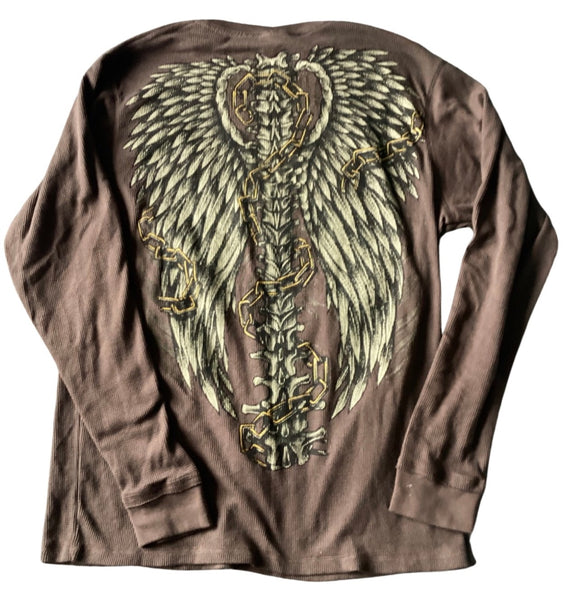 (L) Brown Longsleeve “Skeleton” Graphic Tee