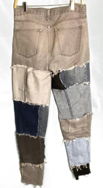 (32) 1/1 Custom stacked “Patched” jeans