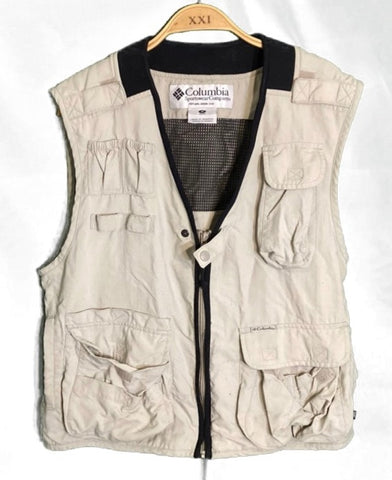 (L) Beige Columbia Utility Vest