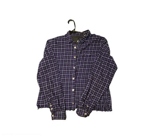 (M) Cropped Purple & Blue Flannel