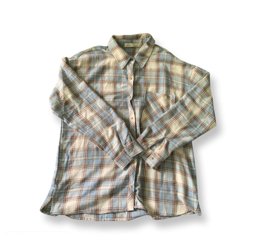 (M) Tan/ Baby Blue Flannel