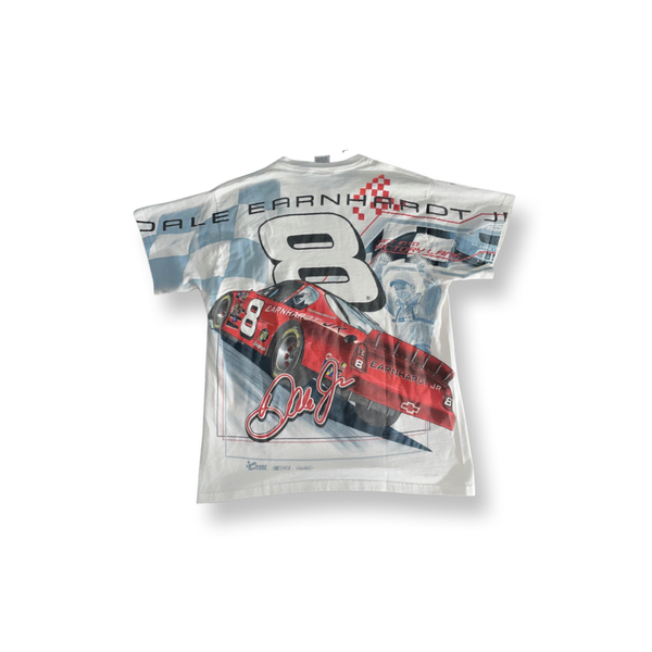 (M)White Vintage Dale Jr Graphic Racer Tee