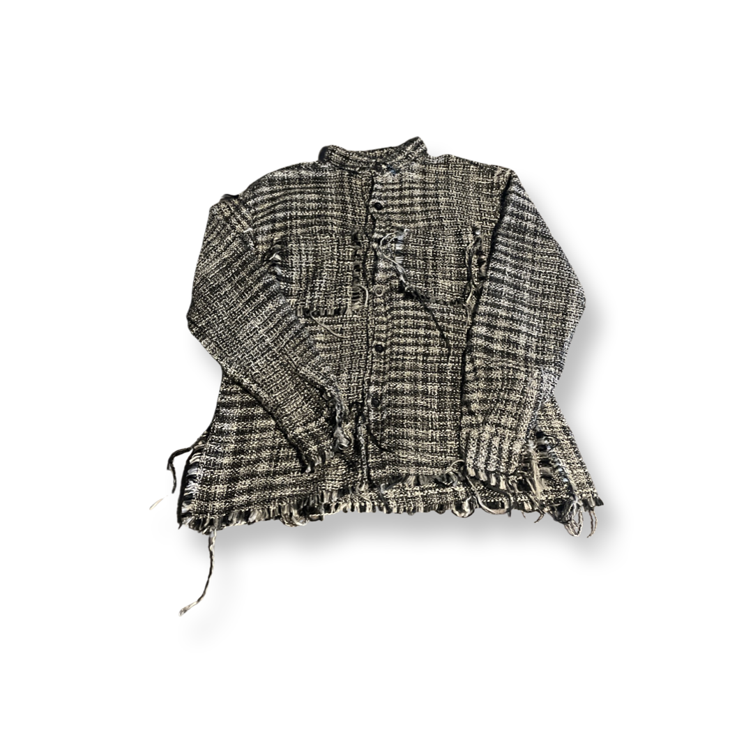 (M) MNML Black Distressed Flannel