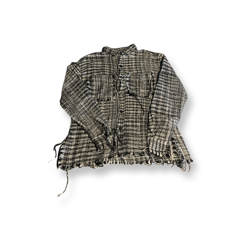 (M) MNML Black Distressed Flannel