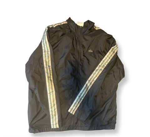 (XL) Vintage black “3 stripe” Adidas Windbreaker