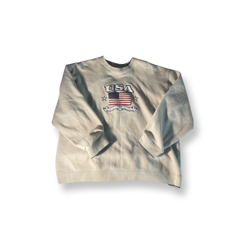 (XL) Beige “USA” Graphic Pullover