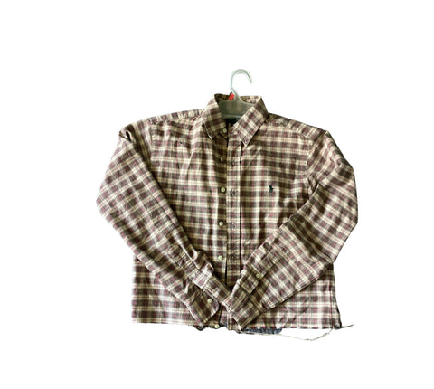 (M) Cropped Multicolored Brown Flannel