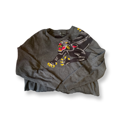 (XL) INC Cropped Tiger Graphic Sweater